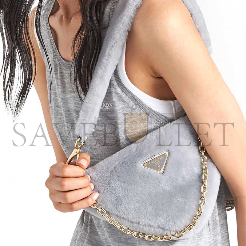 PRADA MINI TRIANGLE LOGO SHEARLING SHOULDER BAG 1NQ044 (28*16*7cm)